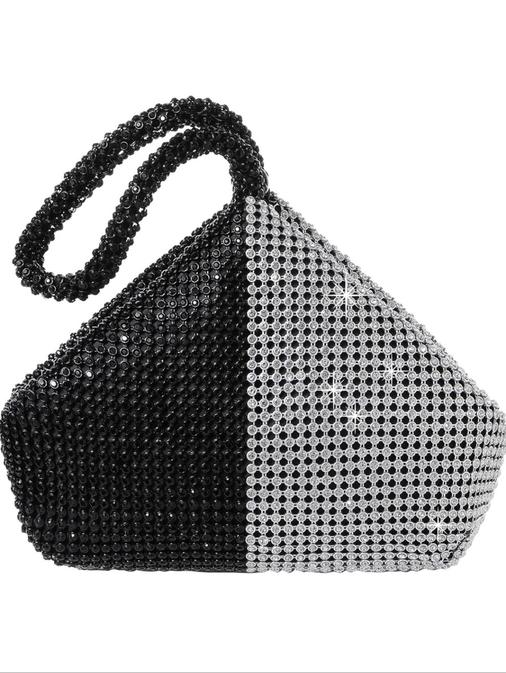 Black & Silver Beaded Evening Wristlet Bag